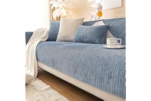 ‎GLUHBIRNEN Gluhbirnen Sofadecke, Sofadecken Für Sitzfläche, Sofaschoner rutschfest, Sofa Überzug, Chenille Sofabezug l Form, Sofa Überwurfdecke, Couch Bezug, Couch Decke, Blau, 70 * 150CM