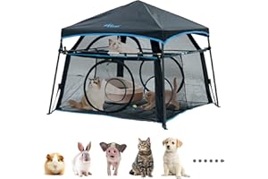 ITENT Großes Catio Katzenzelt für den Außenbereich, 2-stöckiges Katzenzelt, geräumig, stabil, für den Außenbereich, tragbares und faltbares Laufgitter, Spielzelte für Katzen, Kätzchen und Kleintiere,