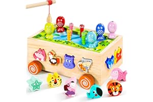 Seagoal Giochi Montessori 2 Anni | 6 in 1 Magnetici di Pesca in Legno Abilità Motorie Giocattoli Educativi | Compleanno Regalo per 2 3 4 Anni Bambini Halloween Ragazzi