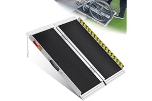 PURFINO Rampa per Sedia a Rotelle 91CM, Capacità 363KG, Rampa Disabili Pieghevole Antiscivolo in Alluminio con Superficie in Carborundum per Gradini, Soglie, Cordoli, Scale e Auto