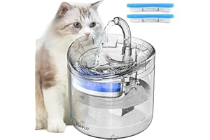 HAPUP Cat Water Fountain for Drinking 1.8L Automatic Pet Fountain Dispenser Transparent with 2 Replacement Filters 1 Adjustable Pump for Cats Puppy Indoor