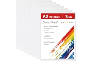 Umriox Canvas for Painting 30x40cm（A3, 7 Packs Large Canvaes Board,3mm Thickness Blank Flat Canva100% Cotton Acid-Free for Acrylic & Oil & Watercolor Paint, for Professional Artist, Hobby