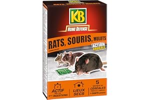 KB HOME DEFENSE RASMUC - Anti-Rats, Souris et Mulots 125 g - Action radicale - Actif dès la 1ère ingestion - Spécial lieux secs - 5 SACHET prêts à l'emploi