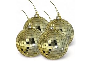 MIJOMA Lot de 4 boules à facettes à suspendre : boule à facettes, boules de Noël & décoration de la maison, décoration de Noël et décoration de fête pour une atmosphère élégante (8 cm – 4 pièces,