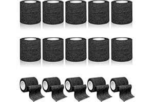 Aevcvok 15 Rotoli Benda Elastica Autoadesiva, 5cmx4.5m Bendaggio Coesivo Traspiranti, Benda Elastica Coesiva per Animali Domestici, Bendaggio Elastico Bendaggio Sportivo per Mani,Piede,Braccia (Nero)