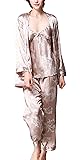 Uniquestyle À Manches Longues Pyjama de Soie de Femme Sexy de Confort Trois-pièces