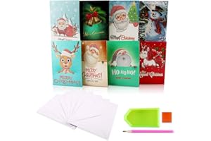 Esportic 5D DIY Diamant Malerei Grußkarten, personalisierte Weihnachtskarten, Grußkarten, Urlaub, Weihnachtskarten, Postkarte, mit Umschlägen für Weihnachten, Familie, Geschenk Thanksgiving Karte, 8