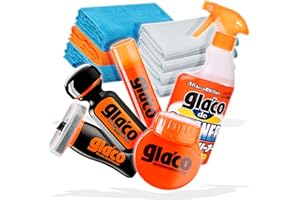 detailmate Set di dischi per auto: Soft99 Glaco de Cleaner, Ultra Glaco, Roll On Large, Mirror Coat Zero, Glass Compound Roll On + 4 panni in microfibra Scimmia + 3 panni per la lucidatura