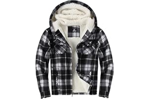 zitysport Hemdjacke Herren Hemd Sherpa Fleece Kariert Gefüttert Kapuzenpullover Fleecefutter Mantel Winter Jacke mit Taschen Flanellhemd Kariertes Männer Sweatjacke mit Kapuze
