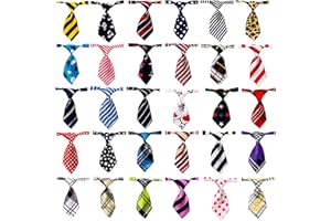 BIPY 30pcs Dog Neckties Collar Bow Tie Adjustable Pet Paw Printed Neck Ties for Small Medium Large Cat Party Festival Birthday Gift Wedding Doggies Grooming Accessories