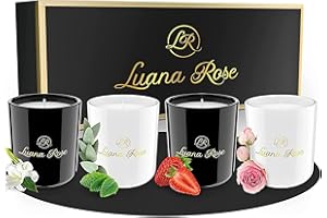 ‎LUANA ROSE Luana Rose Duftkerzen Geschenkset - 4x 70g, Langanhaltender Duft, 100% Natürliche Sojawachs mit Ätherischen Ölen - Hochwertige Geschenke für Frauen, Aromatherapie Kerze - Scented Candle Set