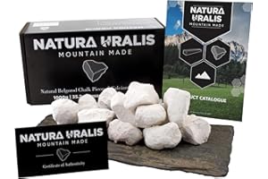Natura Uralis Premium Belgorod Gesso a Pezzi | 1000g di Gesso Bianco a Pezzetti - Incredibile Croccantezza, Soddisfacente Consistenza Terrosa, Vellutata e Solida, Sensazione ASMR
