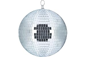Relaxdays Diskokula, 20 cm diameter, partydekor, disko, silverfärgad, takdekoration, lättviktig, spegelyta