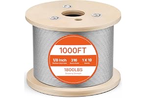 Mophorn 300m/1 * 19 rostfritt ståltråd, T316 ståltråd, 1/8 stålkabel, Korrosionsbeständig och brytbar för maskiner och medicin