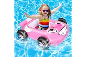 Augot - Flotador de natación para bebé, Coche Inflable, Flotador de Piscina para niños con Pistola de Agua, Asiento de Seguridad para niños pequeños de Verano para niños niñas 4 5 6 7 años