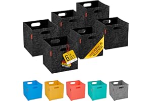 HAVENHAUS Filzkorb Aufbewahrung 6er Set dunkelgrau 30x30x30cm | 6 Boxen Aufbewahrung Filz | Kallax Korb geeignet für Aufbewahrung im ganzen Haus | Aufbewahrungsbox 30x30x30 | Kallax Boxen