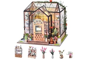 Blumacht Casa Miniatura DIY Estilo Invernadero con Luz, Casa Miniatura de Madera para Construir, Kit de Modelismo para Adultos y Niñas a Partir de 14 Años, Regalo Ideal
