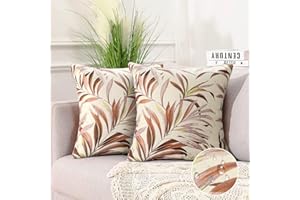 COZYFOUNDER Exterior Impermeable Fundas de Cojines 40x40cm Moderno Funda de Almohada Amarillo Hoja Cojines Decorativos para Sofa para con Cremallera Oculta para Dormitorio Exterior Jardin Salon 2 Piezas