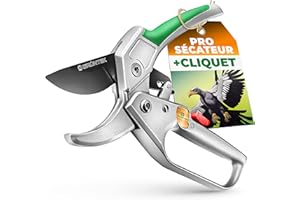 GRÜNTEK Sécateur de Jardin Professionnel à Cliquet Automatique et Enclume CONDOR 20cm. Coupe Branches Ø20 mm.