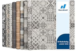 Floordirekt | Rouleaux, Dalles et lames PVC | 100 x 100 cm | Épaisseur de 2,7 mm | Revetement Idéal pour les passages intensifs cuisine, le salon, le couloir et la chambre | Lagos 909d