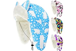 JpGdn Dog Winter Hats for Small Dogs Boy Trapper Hats with Ear Flaps Soft Fleece with Adjustable Elastic Cord Bule Polar Bear S