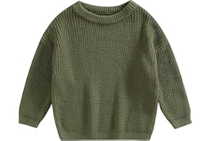 MAHUAOYIXI Baby Girls Boys Sweater Solid Color Long Sleeve Crew Neck Knit Pullover Warm Sweater Toddler Clothes Knitwear Baby Jumpers Tops Casual for Fall Winter
