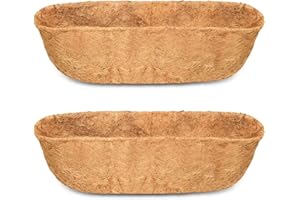 COYF 24" Coco Liner Trough, Fiber Replacement Liner Planter Liner Hanging Basket Wall Trough Liner, Coconut Coir Planter, Garden Flower Vegetables Pot, Fence Flower Baskets (2 Packs)