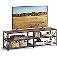 VASAGLE TV Stand, TV Console for TVs Up to 70 Inches, TV Table, 63 Inches Width, TV Cabinet with Storage Shelves, Steel Frame, for Living Room, Bedroom, Rustic Brown and Black ULTV095B01