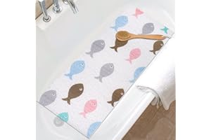 MACUNIN Shower Mat Non Slip, Extra Long Bath Tub Mat Non Slip Anti Mould 40x100cm, Loofah Bathroom Shower Mat for Inside Shower, Soft Textured Bath Massage Mat for Bathtub Bathroom Floor with Drain, Quick Dry
