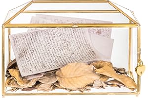 ‎NCYP NCYP 32cm Large Geometric Glass Card Box Terrarium mit Schlitz und Herzschloss, Fuß, Gold, handgefertigt, Messing, für Hochzeitsempfang, Wishwell, Andenken-Herzstück (Glasbox und nur Schloss)