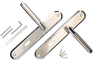 KOTARBAU® - Set di maniglie per porta a battente BB, 90 mm, maniglia a coda lunga, in nichel cromato, universale, moderna