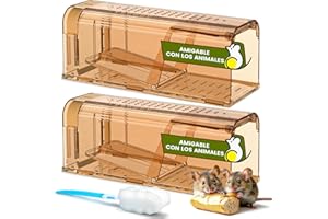 TAKRINK Trampas para Ratones 2Pcs Trampa Ratas Captura Humana Efectiva y Segura Reutilizables sin Veneno para Interiores Exteriores