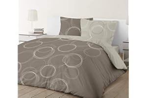 VISION LENNY beige - Set Copripiumoni reversibile 240x220cm con 2 federe - 100% cotone