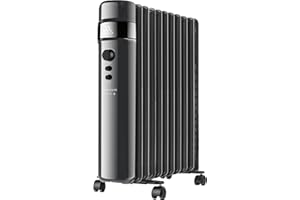 Taurus Agadir 2500 - Radiateur à bain dʼhuile 2500W, 3 niveaux de puissance, 11 éléments, Thermostat réglable, Affichage numérique, Sélecteur de puissance, Minuteur, Programmable, Mode ECO, Noir