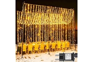 Joycome Kurtyna świetlna, 6 m x 3 m, 600 diod LED, 8 trybów świecenia, oświetlenie bożonarodzeniowe, zasilanie prądem, wodoszczelna, na ścianę, do pokoju, na balkon, do użytku na zewnątrz, dekoracja