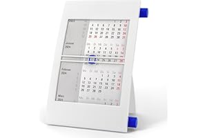 Truento 3-Monats-Tischkalender für 2 Jahre (2024 & 2025) - mit Drehmechanik - weiß/blau