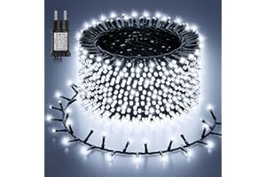 BUUDALA Luci Albero di Natale, 20M 1000LEDs Luci Natale Esterno Interno 8 Modalità con Funzione Memoria, Impermeabile LED Luci di Natale Esterno per Giardino Balcone Soggiorno Festa Decorazioni,Bianco Freddo