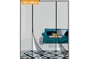 Yotache Fly Screen Door 188 x 206 cm, Reinforced Polyester Double Door Insect Fly Mesh for Sliding Door French Door Keep Fly Bug Out, Black