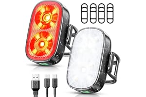 ISEYOU Bike Lights Front and Back, Ultra-Slim USB-C Rechargeable Bike Light, [5+6 Lighting Modes] & IP65 Waterproof, Super Bright Bicycle Cycle Lights Set, Compact Safety Lights for Night Riding