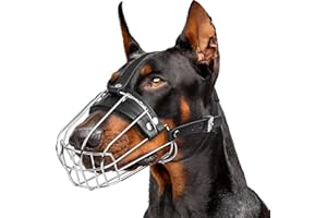 CleverTail Metall-Maulkorb für Dobermänner – Körbchen-Maulkorb gegen Bellen und Beißen – Stahl-Draht-Maulkorb für mittelgroße und große Hunde wie Dobermann, Collie, Malinois, Husky