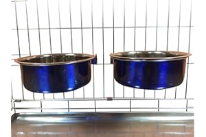 Ellie-Bo Pair of Dog Bowls For Crates, Cages or Pens and 3 Sizes (2.0Ltr Large, Blue)