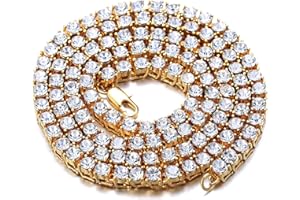 HALUKAKAH Chaîne en Or Glacé,5.5MM Chaîne de Tennis pour Hommes Plaqué Noir Rhodium Bracelet 20cm,avec Diamants de Laboratoire,Cadeau pour Lui