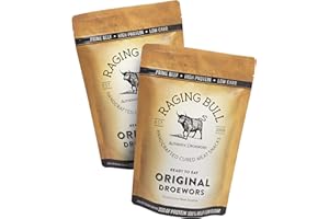 Raging Bull 500g Droewors Original - Traditional South African Beef Drywors Sticks - High Protein Snacks - Grass Fed Beef Drowers - Low Carb Keto Snacks - Beef Sticks - Natural Carnivore Meat Snacks