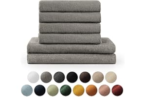 ‎BLUMTAL Blumtal Premium 6-TLG. Frottier Handtücher Set mit Aufhängschlaufen - 100% Baumwolle Oeko-TEX Zertifiziert, Weich, Saugstark - 2X Badetuch (70x140 cm), 4X Handtuch (50x100 cm), Grau