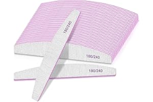 BLESWIN Lime per unghie da 25 pezzi, 180/240 per gel, spesse per acriliche, lavabili e riutilizzabili, a doppia faccia per saloni