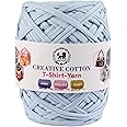 NESTNHAVEN Creative Cotton T-Shirt Yarn Carpet, Knitting Yarn for Hand Knitting DIY Bags, Baskets, Blanket, Cushion Crocheting Projects 200 GMS (ice Blue Grey)