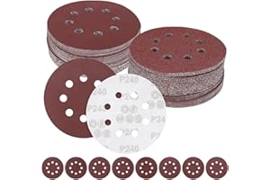 LYTOOL 104 Pièce Disques-Abrasifs-Bois-125 mm de Ponçage,Disque de Ponçage,8 Trous Disque Poncage pour Ponceuse Excentrique Poncer/Polir/Dérouiller,Grain Mixte 40/60/80/100/120/150/180/240 Papier Poncer