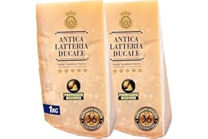 Parmigiano Reggiano Dop 36 mesi da Allevamento e Agricoltura Sostenibili - Premiata Produzione Artigianale dal 1949 - Formaggio Naturalmente Privo di Lattosio ANTICA LATTERIA DUCALE (1kg - 2pz)