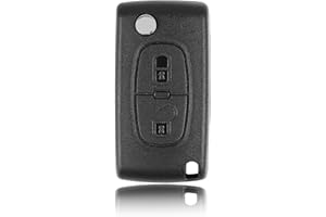 Betterher 2-Tasti Caso chiave a distanza,Pieghevole Auto Key shell compatibile per Peugeot 207 307 308 407 607 807, Citroen C2 C3 C4 C5 C6-senza supporto per batteria,Lama senza scanalatura