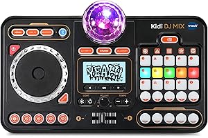 VTech Kidi DJ Mix (Black), Toy DJ Mixer for Kids with 15 Tracks and 4 Music Styles, with Lights and Effects, Educational Toy, Interactive Toy for Kids Aged 6 Years +,10.4 x 35.8 x 24.3 cm
